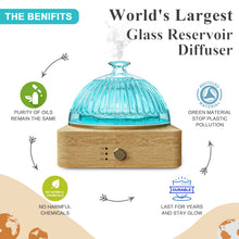 Load image into Gallery viewer, SOICARE Crystal Glass Essential Oil Diffuser, 200ml Glass Reservoir Diffuser for Essential Oils with Wood Base, Plastic-Free Aroma Diffuser for Home Office Yoga Pilates Gift (7 Color Changing Lights)
