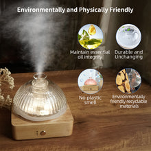 Load image into Gallery viewer, SOICARE Crystal Glass Essential Oil Diffuser, 200ml Glass Reservoir Diffuser for Essential Oils with Wood Base, Plastic-Free Aroma Diffuser for Home Office Yoga Pilates Gift (7 Color Changing Lights)
