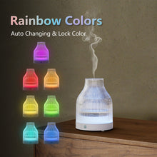 Load image into Gallery viewer, SOICARE Elegant Glass Reservoir Essential Oil Diffuser 200ML, One Button Control Glass Diffuser with Rainbow Colors for Home Office Bedroom Gift
